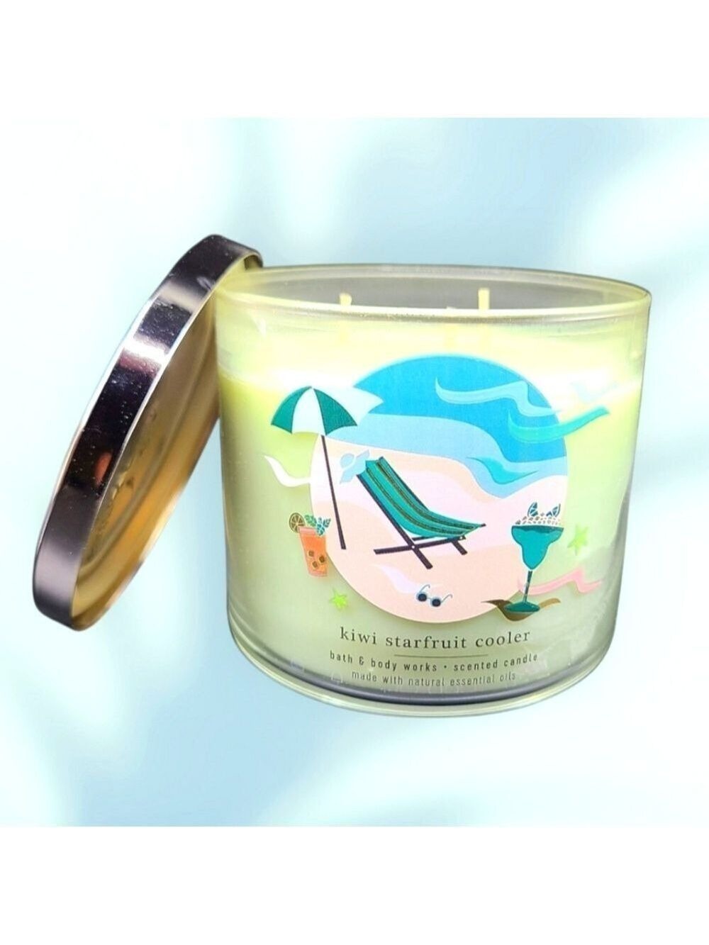 KIWI STARFRUIT COOLER 3-WICK CANDLE BY BATH AND BODY WORKS